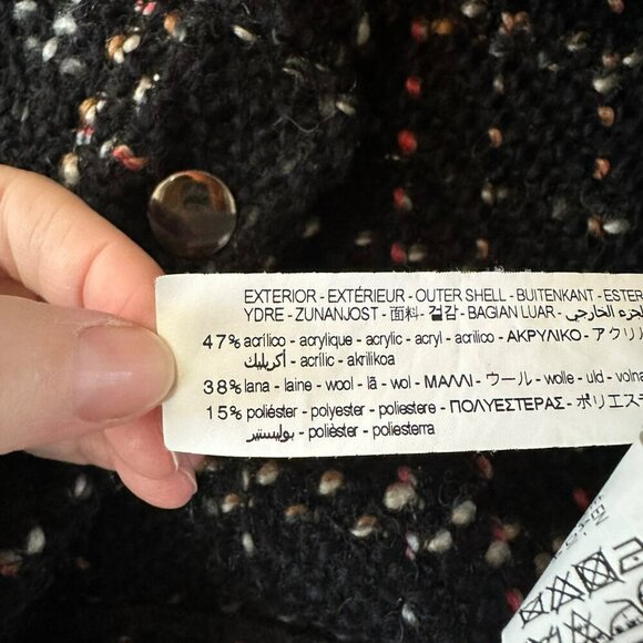 Zara Trf Collection Womens Tweed Jacket S/M Black Wool & Acrylic Blend - Picture 6 of 7